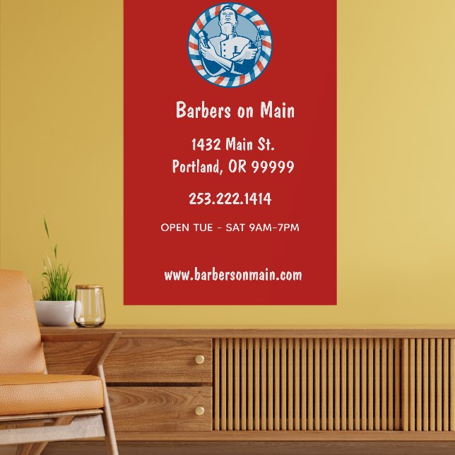 Retro Barbershop Badge  Poster (Living Room 2)
