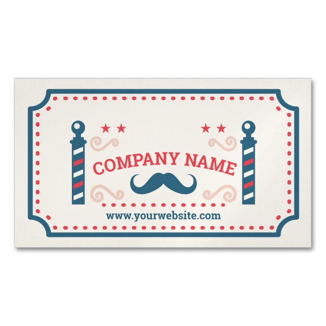 Retro Barbershop Business Card Magnet (Front)