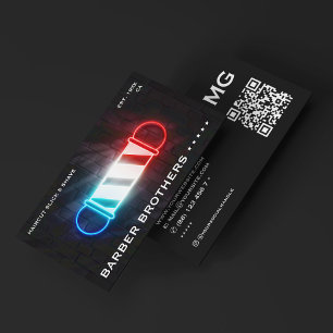 Retro Barbershop Classic Neon Barber Pole Business Card