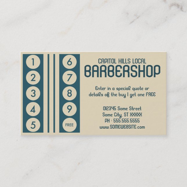 retro barbershop punch card (Front)