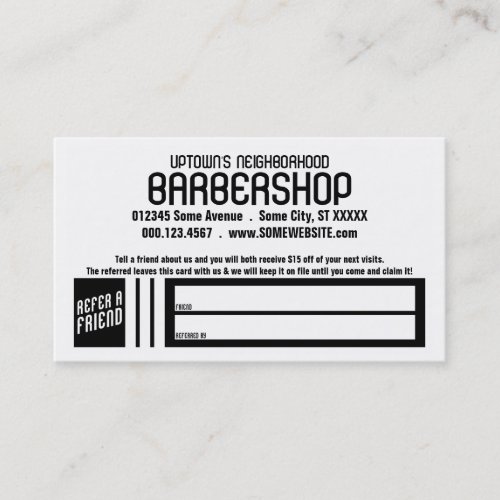 retro barbershop referral card