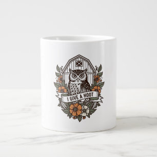 Retro barn owl 'I give a hoot' design Giant Coffee Mug