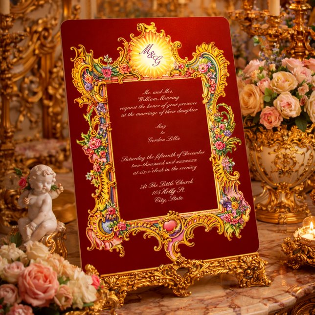 Retro Baroque Rococo Style colorful Wedding Invitation (Creator Uploaded)