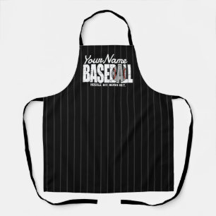 Retro Baseball ADD NAME Pinstripe Team Player Apron