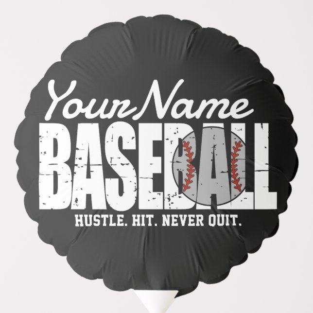 Retro Baseball ADD NAME Pinstripe Team Player Balloon (Front)