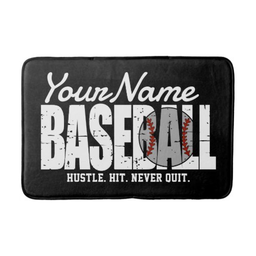 Retro Baseball ADD NAME Pinstripe Team Player Bath Mat