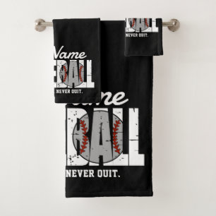 Retro Baseball ADD NAME Pinstripe Team Player Bath Towel Set