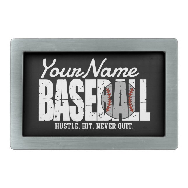 Retro Baseball ADD NAME Pinstripe Team Player Belt Buckle (Front)
