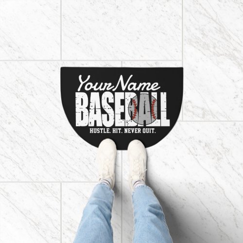 Retro Baseball ADD NAME Pinstripe Team Player Doormat