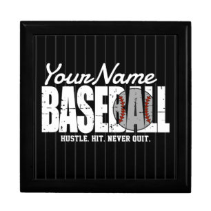 Retro Baseball ADD NAME Pinstripe Team Player Gift Box