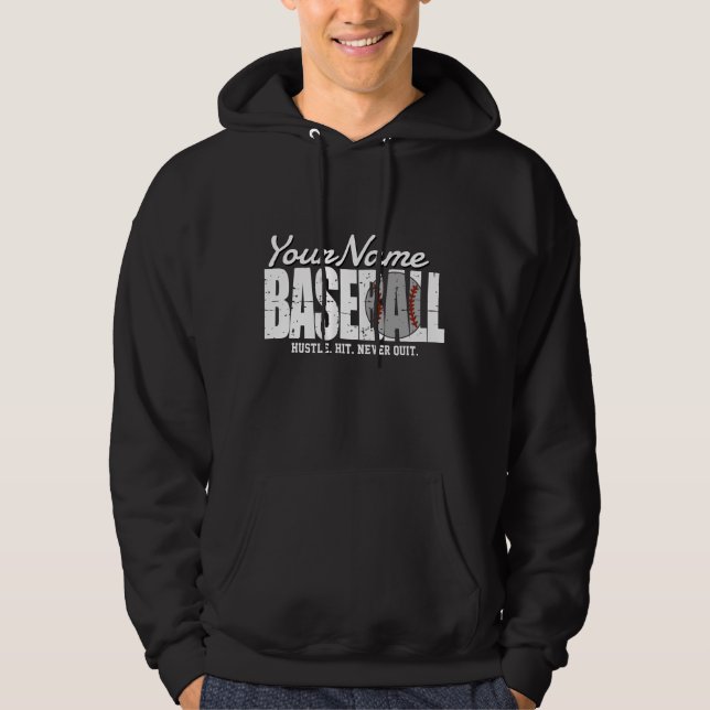 Retro Baseball ADD NAME Pinstripe Team Player Hoodie (Front)