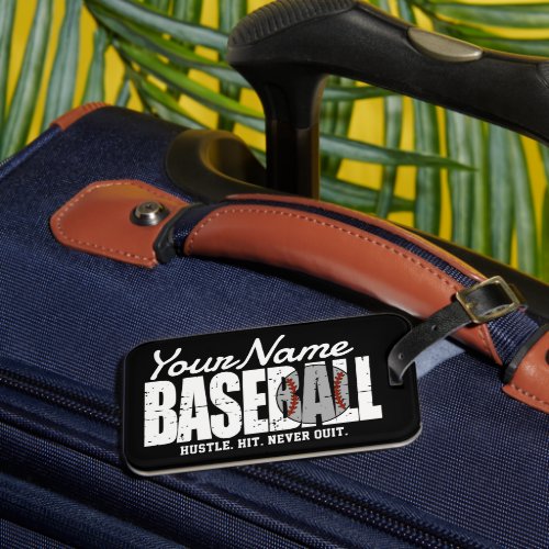 Retro Baseball ADD NAME Pinstripe Team Player Luggage Tag