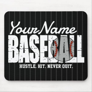 Retro Baseball ADD NAME Pinstripe Team Player Mouse Pad