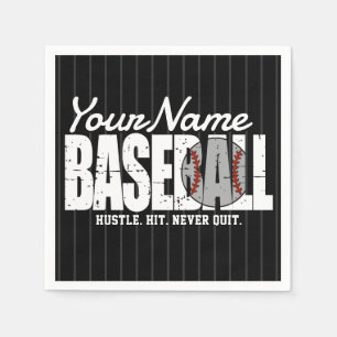 Retro Baseball ADD NAME Pinstripe Team Player Napkins