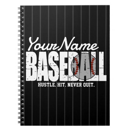 Retro Baseball ADD NAME Pinstripe Team Player Notebook