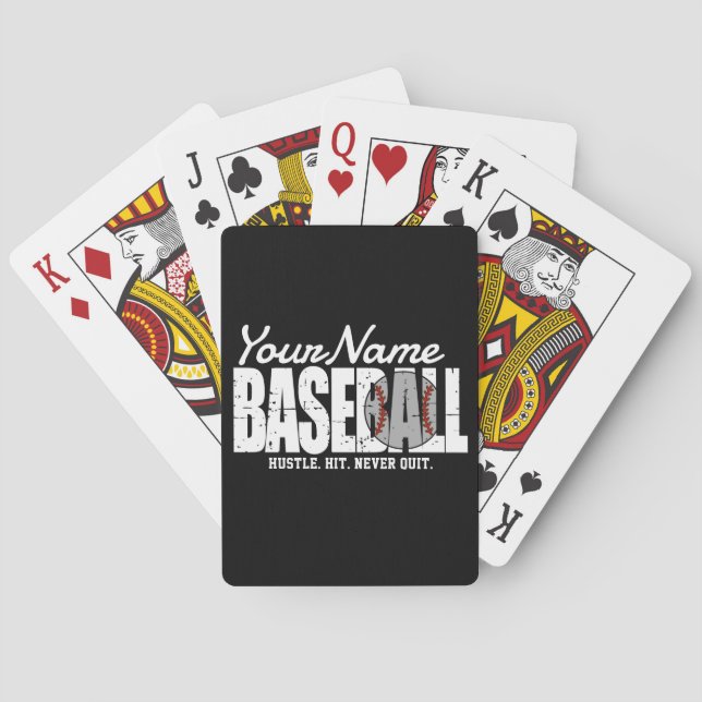 Retro Baseball ADD NAME Pinstripe Team Player Poker Cards (Back)