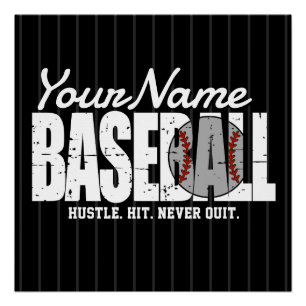 Retro Baseball ADD NAME Pinstripe Team Player Poster