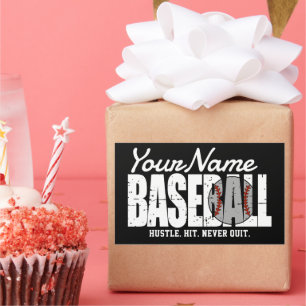 Retro Baseball ADD NAME Pinstripe Team Player Rectangular Sticker