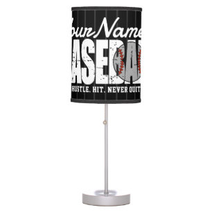 Retro Baseball ADD NAME Pinstripe Team Player Table Lamp