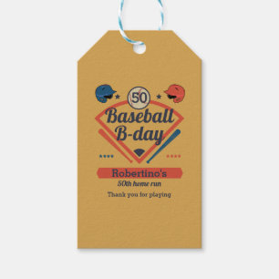 Retro Baseball B-Day Men's 50th Birthday Gift Tags