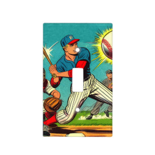 Retro Baseball Comics Light Switch Cover