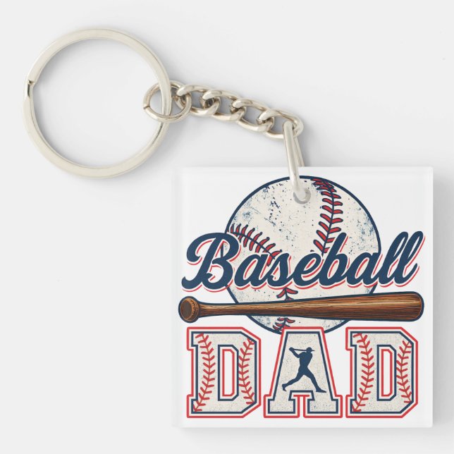 Retro Baseball Dad Keychain (Front)