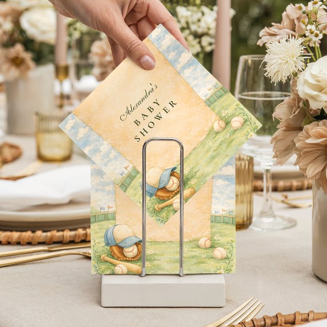 Retro Baseball Field Baby Shower Napkins (Creator Uploaded)