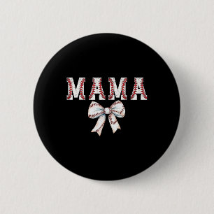 Retro Baseball Mom Bow Baseball Mama Bow Cute Base Button