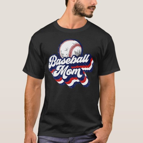 Retro Baseball Mom Red White Blue T_Shirt