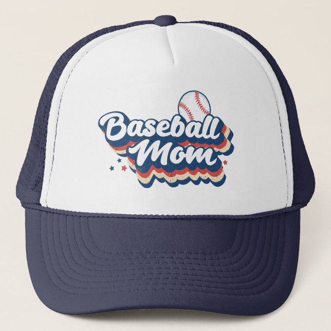 Retro Baseball Mom Trucker Hat (Front)