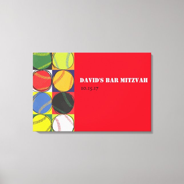 Retro Baseball Sign-In Canvas Board Print (Front)