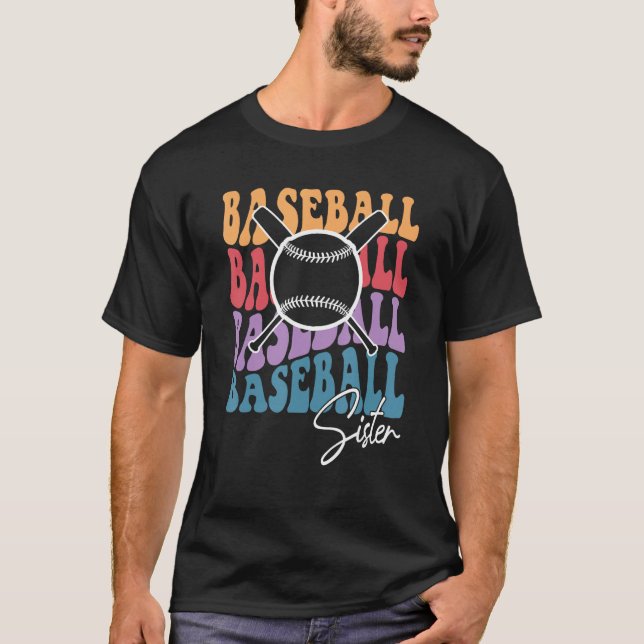 Retro Baseball Sister Big Sister Baseball For Wome T-Shirt (Front)