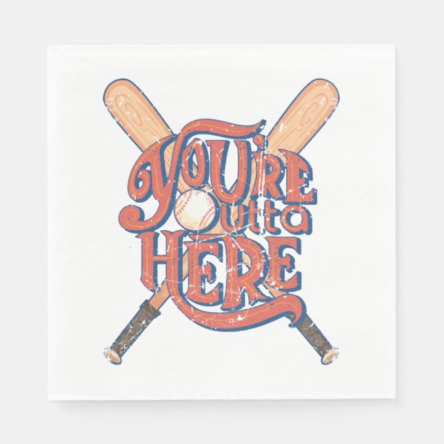 Retro Baseball Softball Fan Design Napkins (Front)