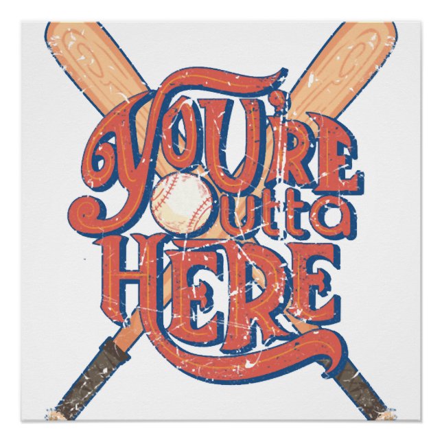 Retro Baseball Softball Fan Design Poster (Front)