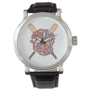 Retro Baseball Softball Fan Design Watch