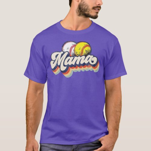 Retro Baseball Softball Mama Mothers Day T_Shirt
