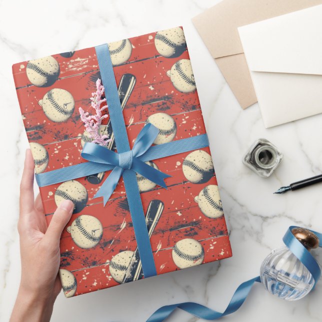 Retro Baseball Strike Wrapping Paper (Gifting)