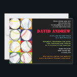 Retro Baseball Themed Bar Bat Mitzvah Invitation<br><div class="desc">All my designs are ONE-OF-A-KIND original pieces of artwork designed by me! You can only find them here! All background colors, fonts and text can changed by simply clicking on the CUSTOMIZE IT button. I can even add your child's Hebrew name to this invite, just ask me how by emailing...</div>