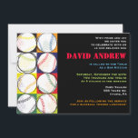 Retro Baseball Themed Bar Bat Mitzvah Invitation<br><div class="desc">All my designs are ONE-OF-A-KIND original pieces of artwork designed by me! You can only find them here! All background colors, fonts and text can changed by simply clicking on the CUSTOMIZE IT button. I can even add your child's Hebrew name to this invite, just ask me how by emailing...</div>