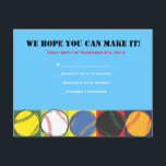 Retro Baseball Themed Bar Bat Mitzvah Reply card<br><div class="desc">All my designs are ONE-OF-A-KIND original pieces of artwork designed by me! You can only find them here! All background colors, fonts and text can changed by simply clicking on the CUSTOMIZE IT button. I can even add your child's Hebrew name to this invite, just ask me how by emailing...</div>