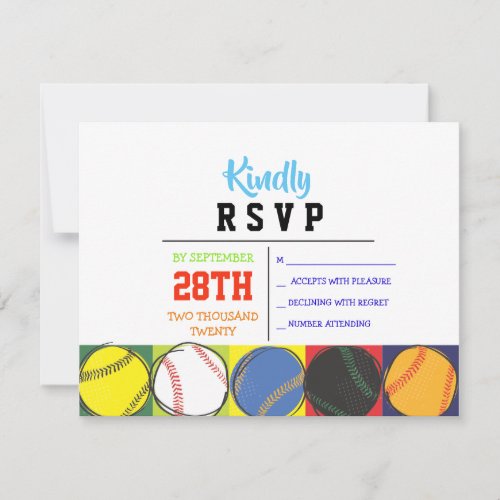 Retro Baseball Themed Bar Bat Mitzvah Reply card