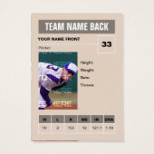 Retro Baseball Trading Card (Back)