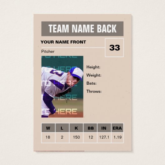 Retro Baseball Trading Card (Back)