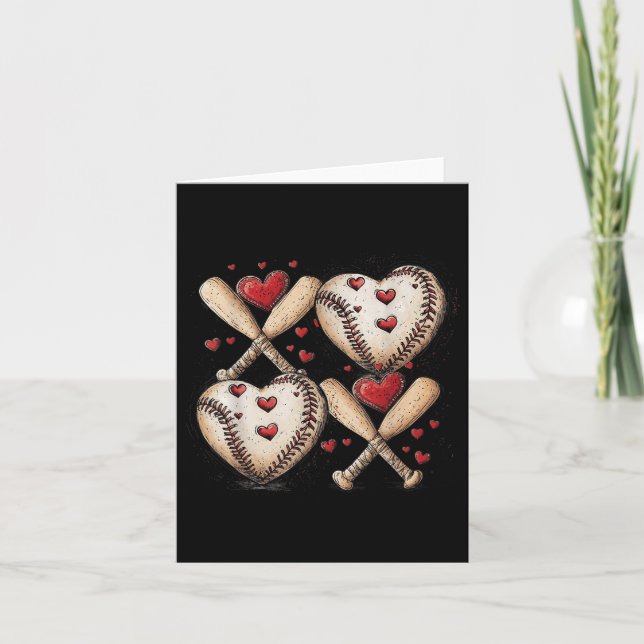 Retro Baseball Valentines Day Xoxo Funny Kids Boys Card (Front)
