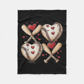 Retro Baseball Valentines Day Xoxo Funny Kids Boys Fleece Blanket