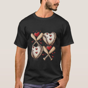 Retro Baseball Valentines Day Xoxo Funny Kids Boys T-Shirt