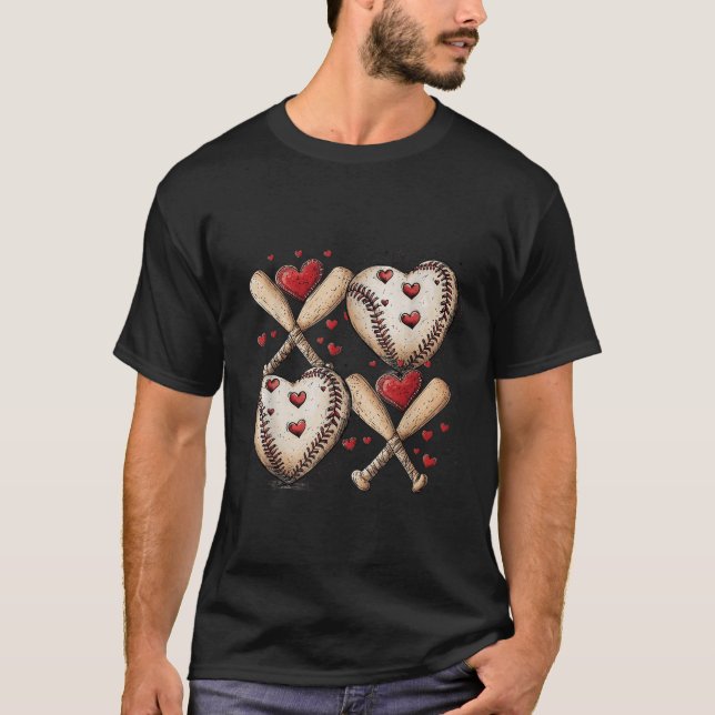 Retro Baseball Valentines Day Xoxo Funny Kids Boys T-Shirt (Front)