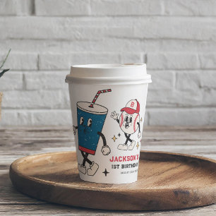 Retro Baseball Vibes Boy Birthday Party Paper Cups