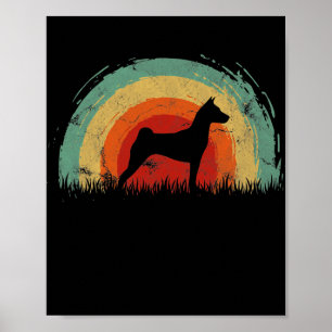 Retro Basenji Vintage Rainbow Dog Men Women Poster
