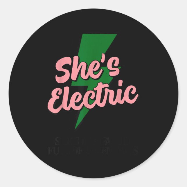Retro Basic Lightning Quote She Electric Funny Sim Classic Round Sticker (Front)